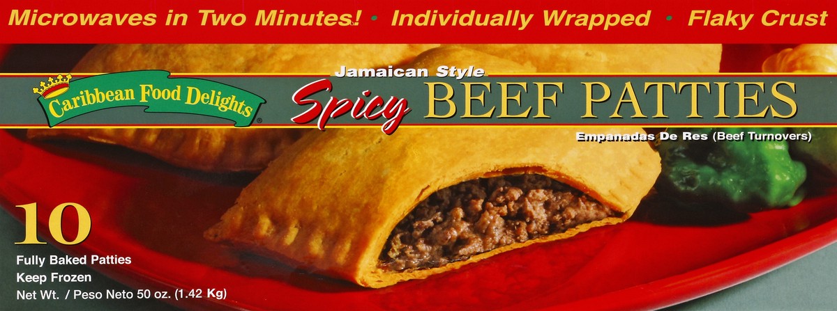 slide 2 of 5, Caribbean Food Delights Beef Patties Spicy Jamaican Style, 10 ct