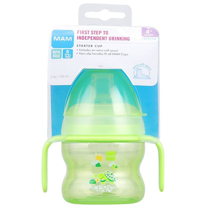 slide 2 of 10, MAM Starter Cup with Handles - Green, 5 oz