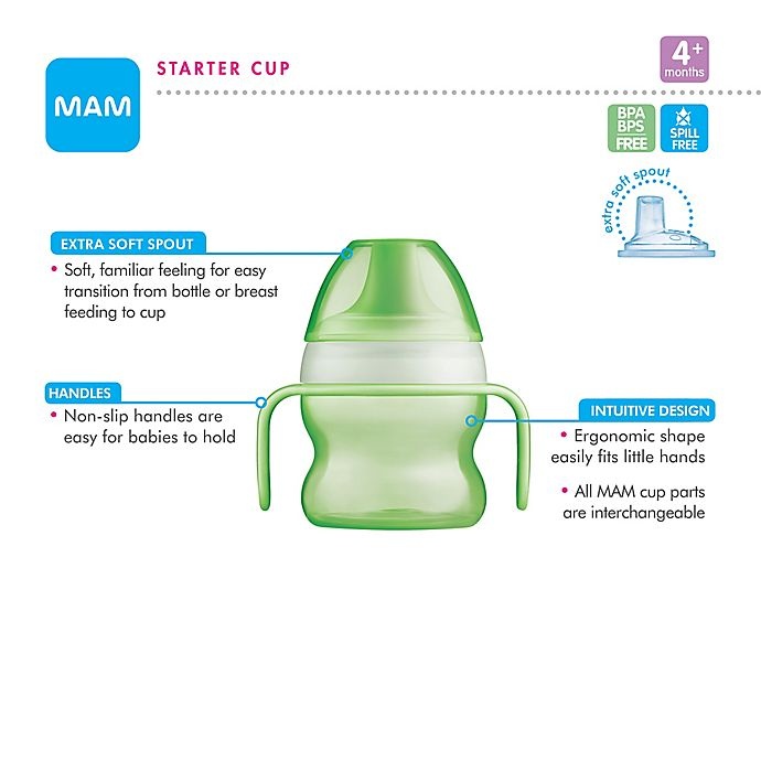 slide 10 of 10, MAM Starter Cup with Handles - Green, 5 oz