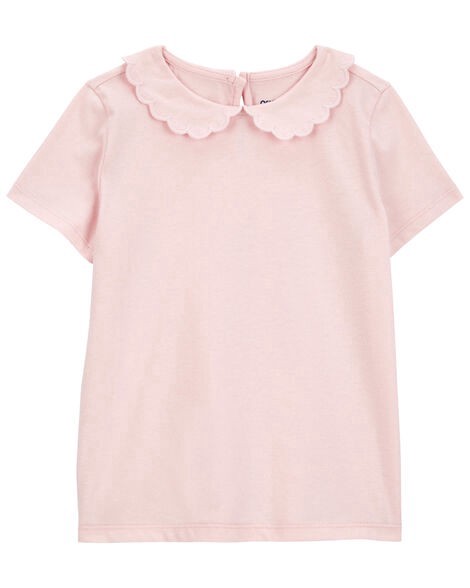 slide 1 of 2, Oshkosh Toddler Scalloped Collar Short-Sleeve Top - Pink Pink 2T, 1 ct