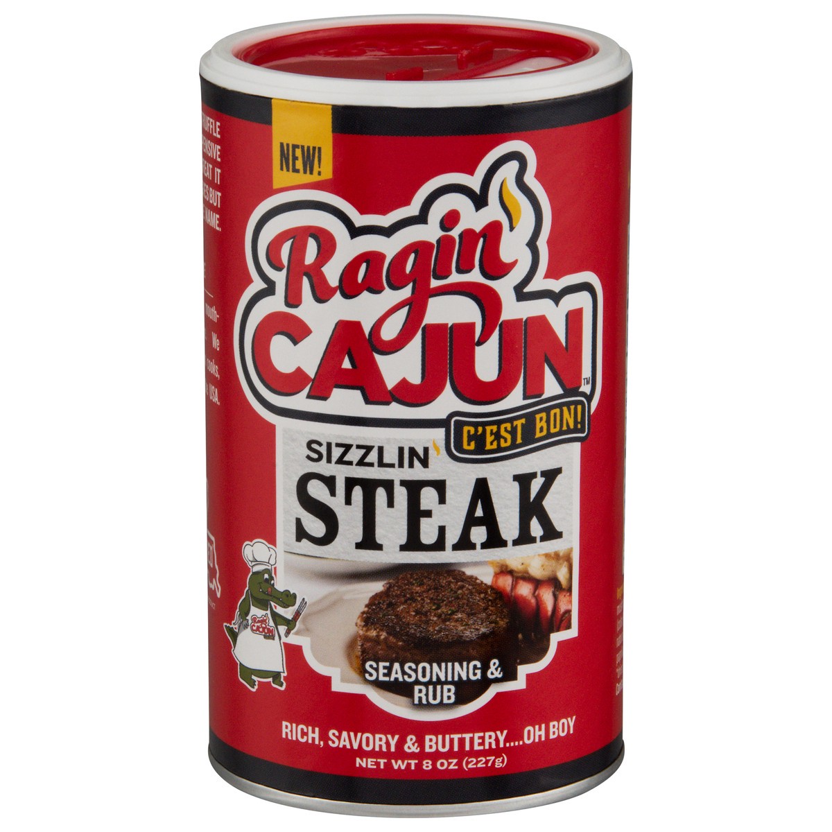 slide 1 of 9, Ragin' Cajun Sizzlin Steak Seasoning & Rub 8 oz, 
