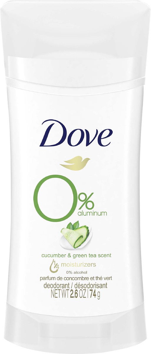 slide 5 of 6, Dove Beauty 0% Aluminum Cucumber & Green Tea Deodorant Stick - 2.6oz, 2.6 oz