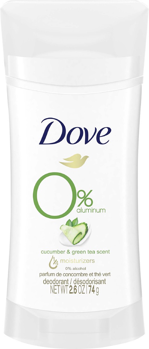 slide 4 of 6, Dove Beauty 0% Aluminum Cucumber & Green Tea Deodorant Stick - 2.6oz, 2.6 oz