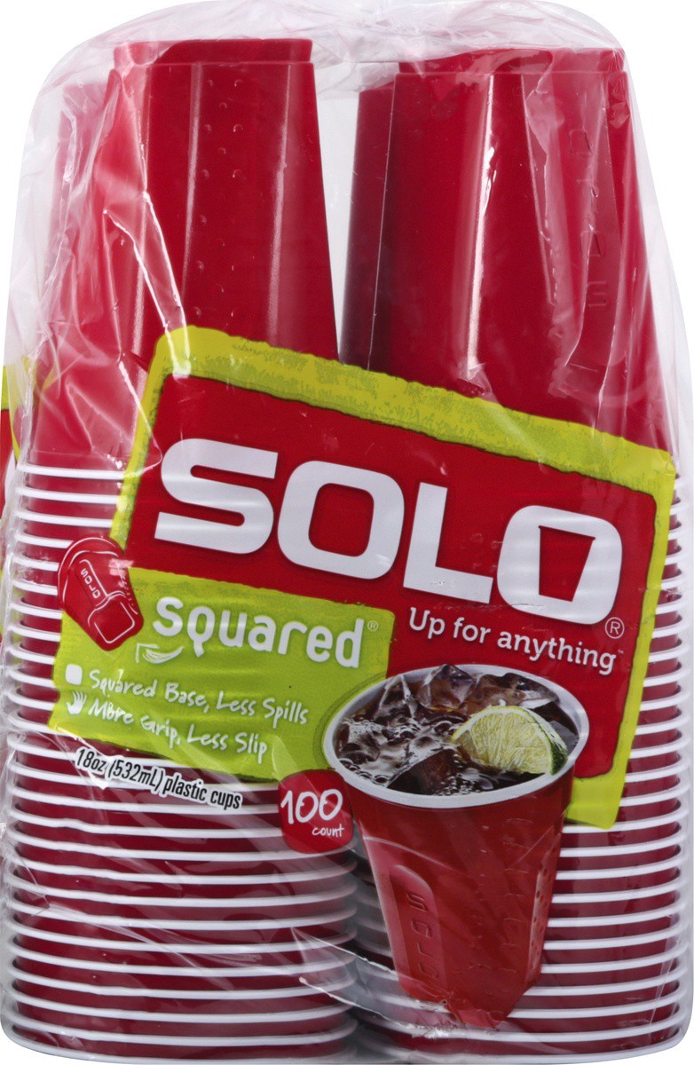 slide 3 of 9, Solo 18-Ounce Squared Plastic Cups, 100 ct