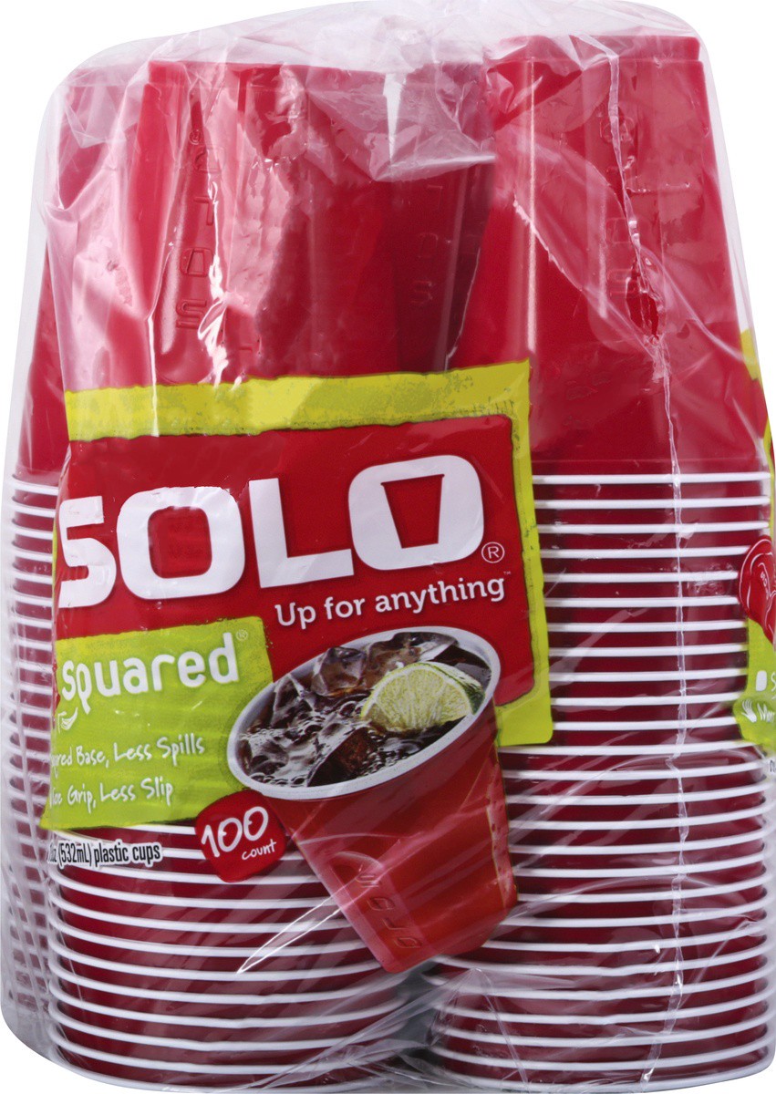 slide 9 of 9, Solo 18-Ounce Squared Plastic Cups, 100 ct