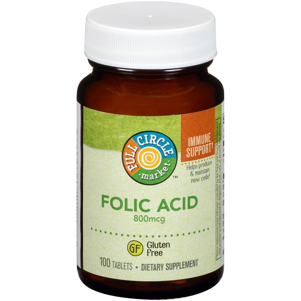 slide 1 of 1, Full Circle Market Folic Acid 800 mcg Tablets, 100 ct