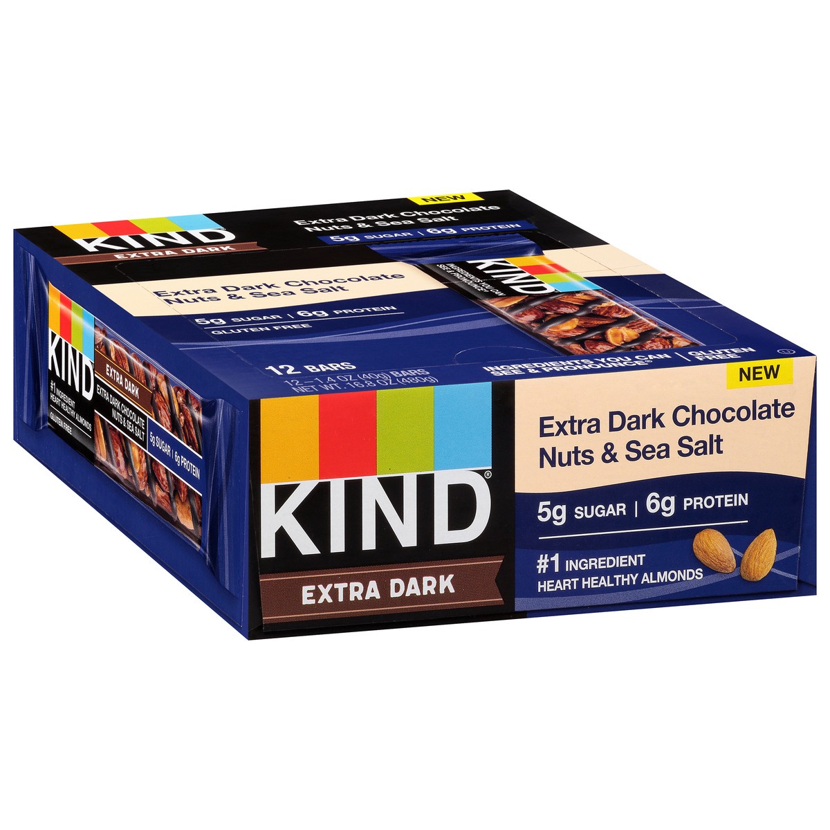 slide 11 of 13, KIND Gluten Free 12 Pack Extra Dark Chocolate Nuts & Sea Salt Bars 12 - 1.4 oz Bars, 12 ct
