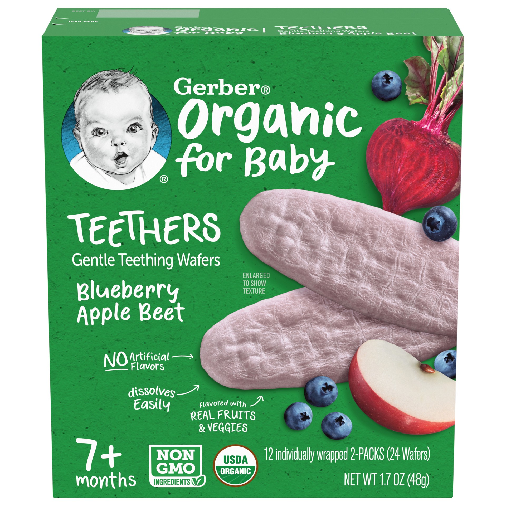 slide 1 of 5, Gerber 2nd Foods Organic for Baby Teethers, Blueberry Apple Beet, 1.7 oz Box (12 Pack), 1.7 oz