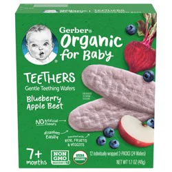 Gerber Teethers, Blueberry Apple Beet Organic Teething Wafers, Baby Teething Snacks