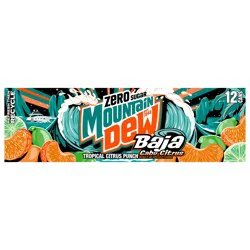 Mountain Dew Baja Cabo Citrus Zero Sugar Soda Tropical Citrus Punch, 12 Fl Oz X 12 Count