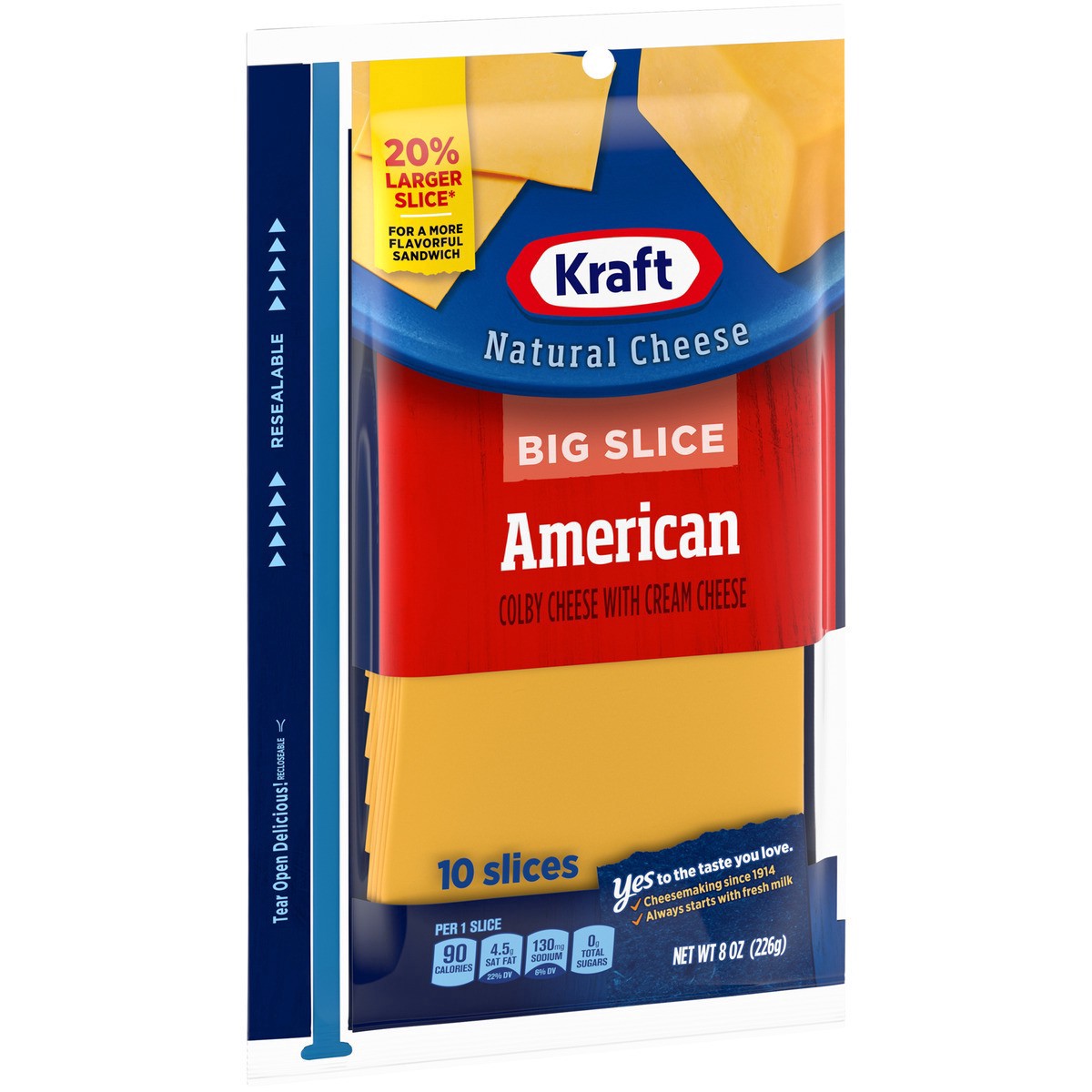 slide 4 of 14, Kraft Big Slice American Cheese Slices with Colby Cheese & Cream Cheese, 10 ct Pack, 10 ct