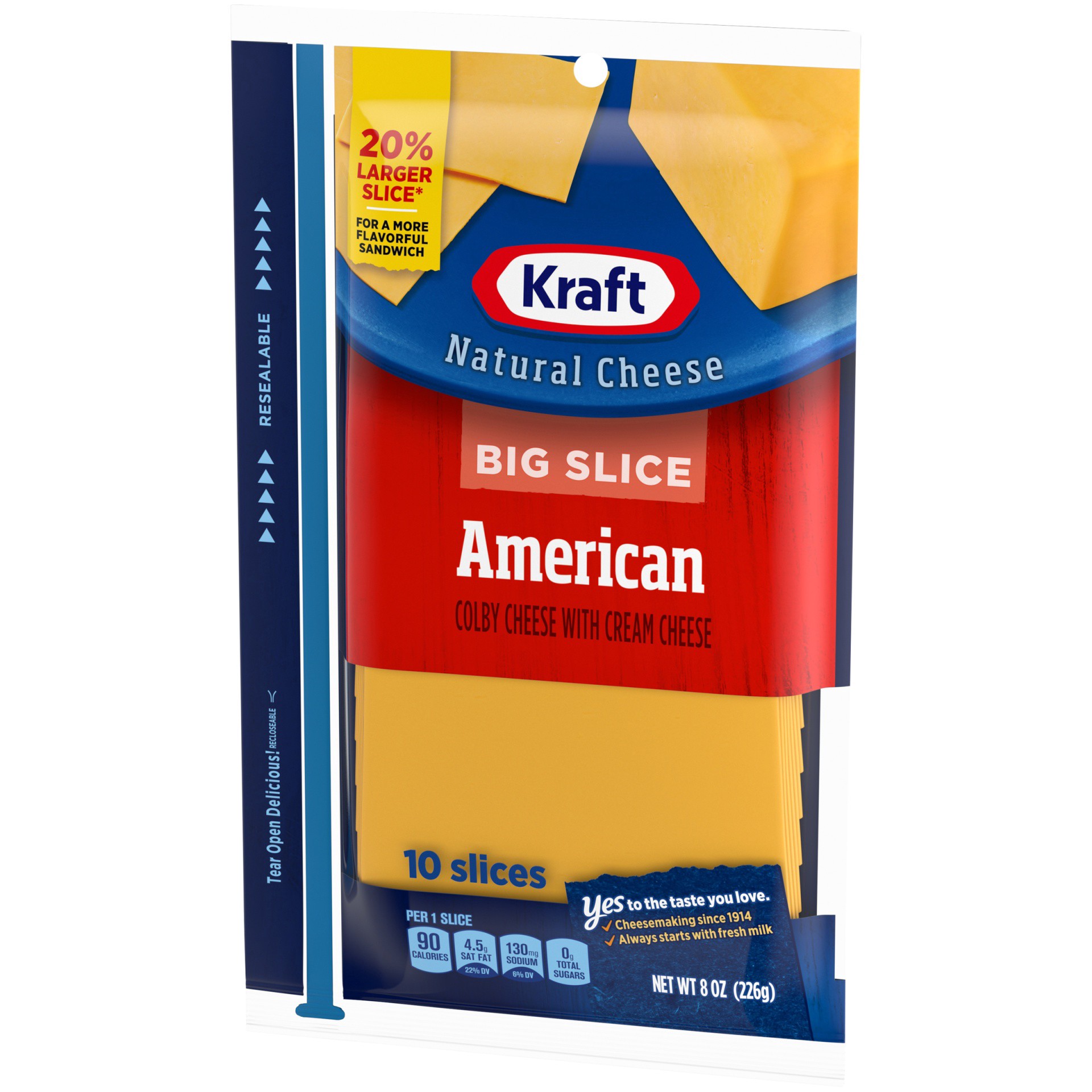 slide 3 of 14, Kraft Big Slice American Cheese Slices with Colby Cheese & Cream Cheese, 10 ct Pack, 10 ct