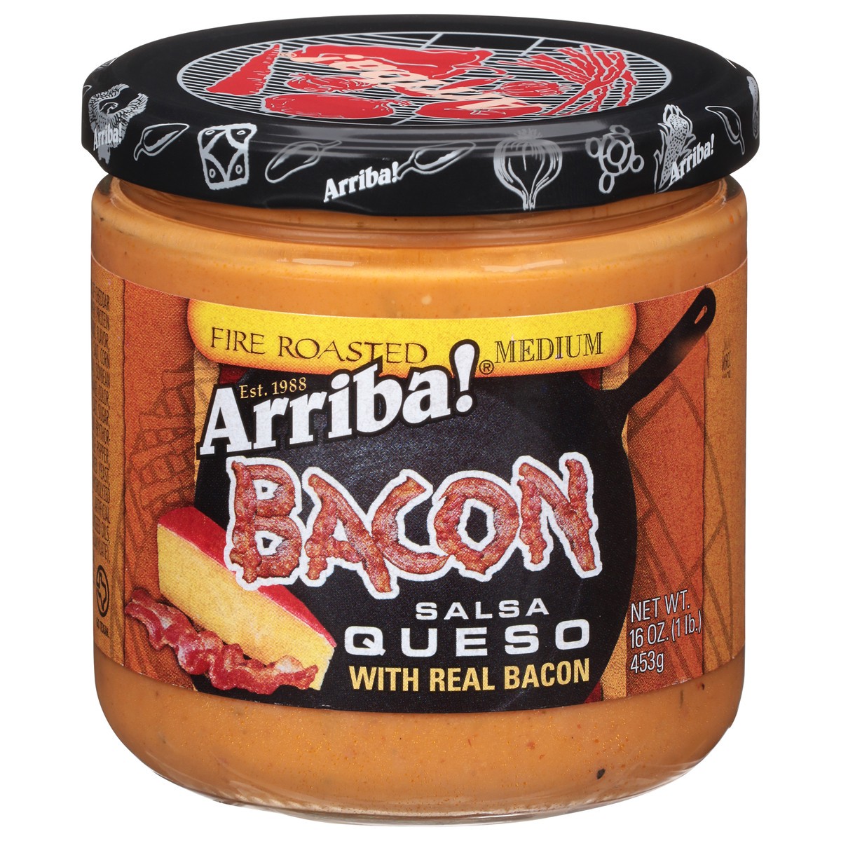 slide 1 of 9, Arriba! Medium Fire Roasted Bacon Salsa Queso 16 oz, 16 oz