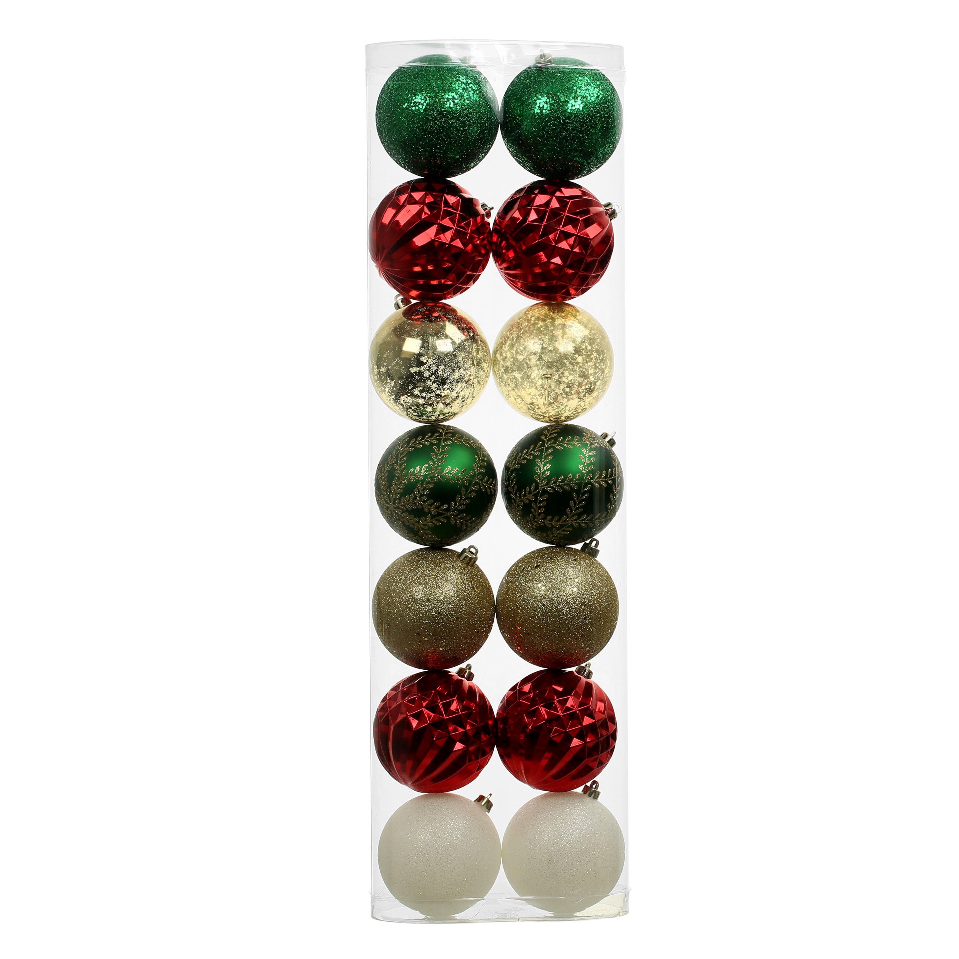 slide 3 of 3, 14 Pack 3.8" Red, Green & Gold Peppermint Lane Shatterproof Ornaments By Ashland, 14 ct