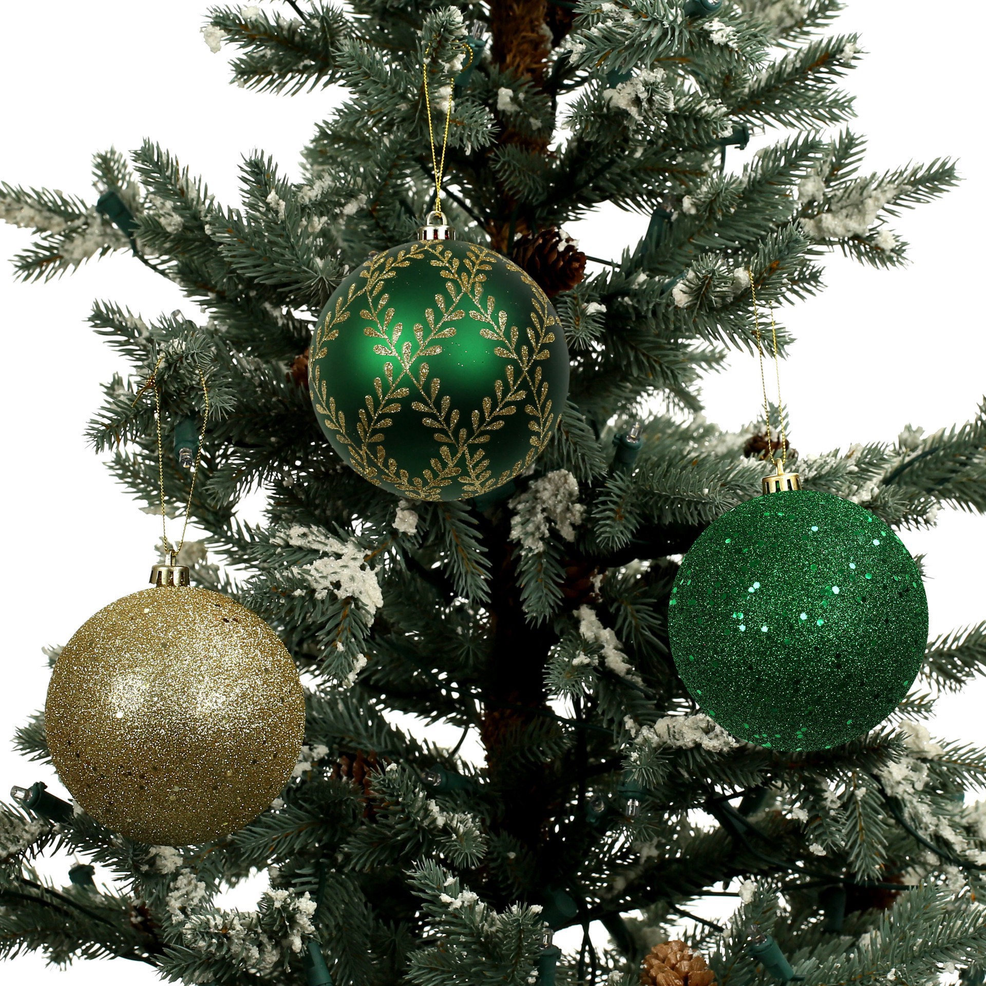 slide 2 of 3, 14 Pack 3.8" Red, Green & Gold Peppermint Lane Shatterproof Ornaments By Ashland, 14 ct