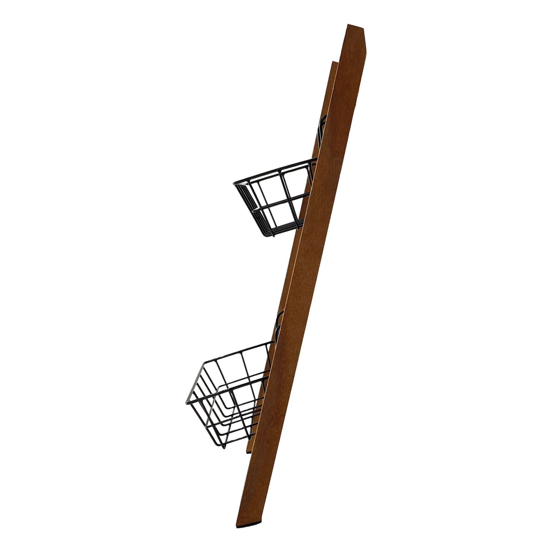 slide 3 of 3, 25" Wooden Decorative Ladder With Metal Baskets By Ashland, 25 in