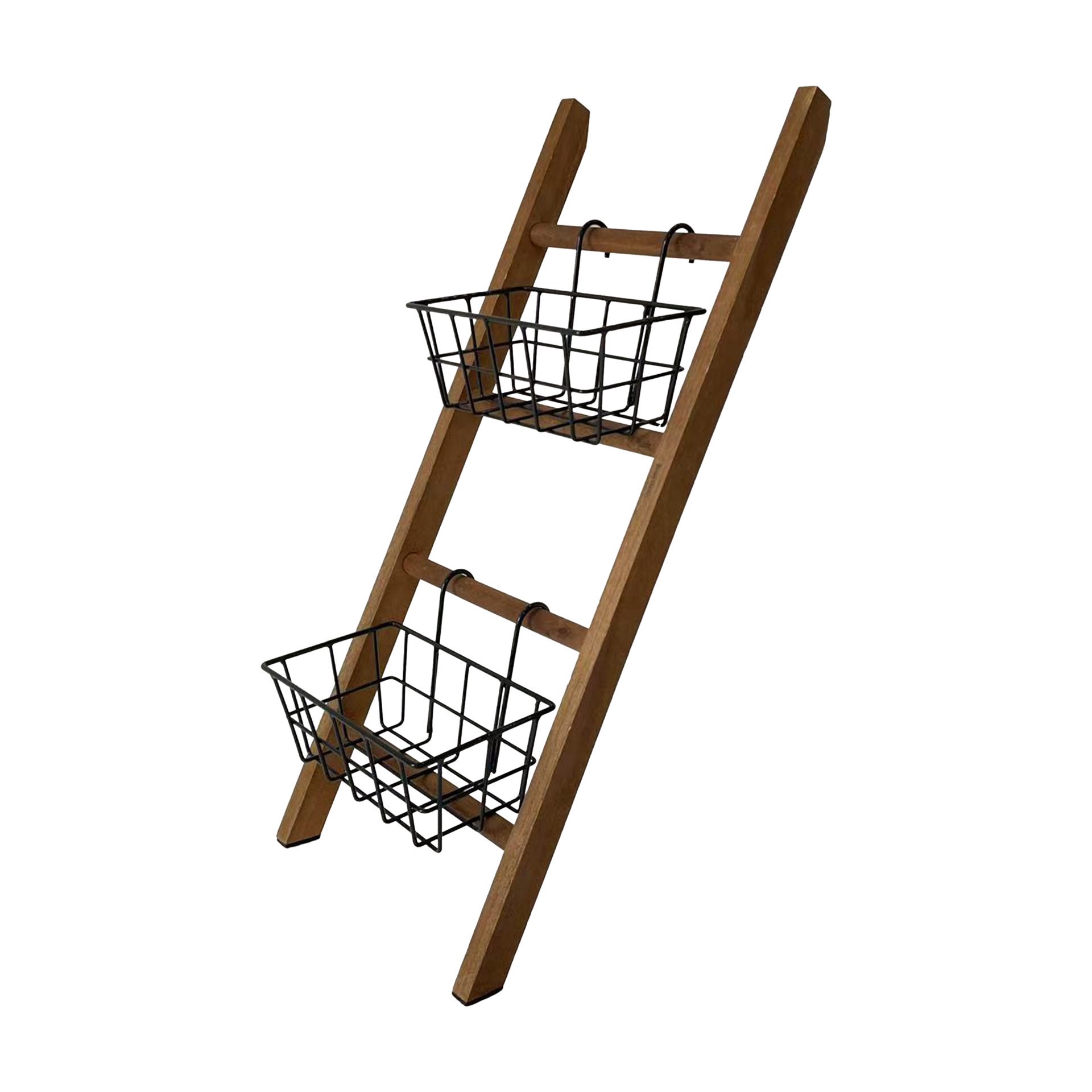 slide 2 of 3, 25" Wooden Decorative Ladder With Metal Baskets By Ashland, 25 in