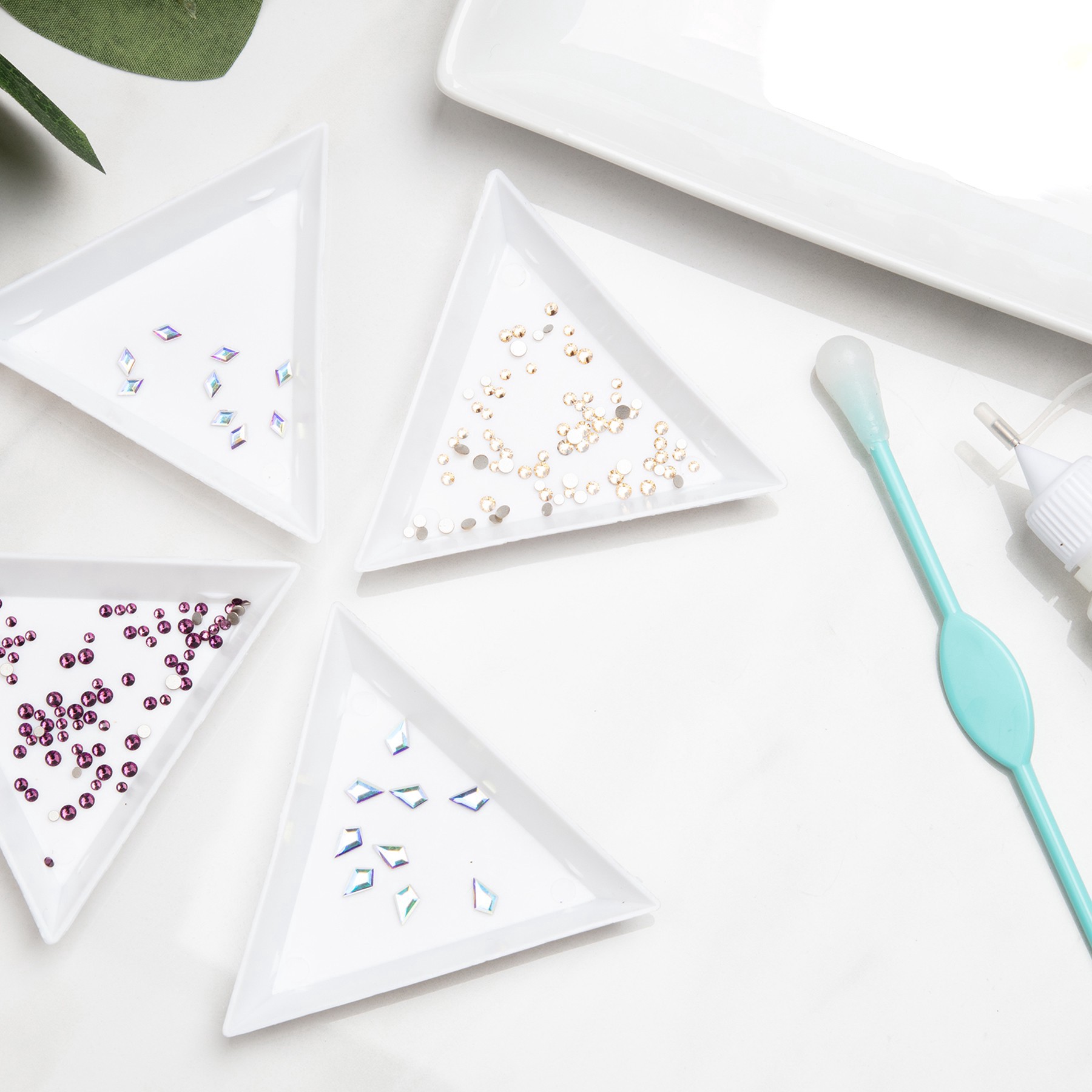 slide 4 of 5, 5mm Crystal Ab Diamond Glue-On Austrian Crystals By Bead Landing, 10ct., 5 mm