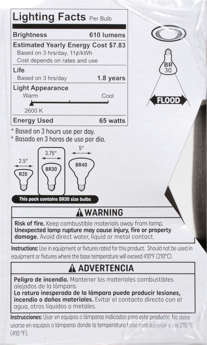 slide 10 of 12, GE Value Pack 65 Watts Soft White Indoor Floodlight Light Bulb 2 ea, 2 ct