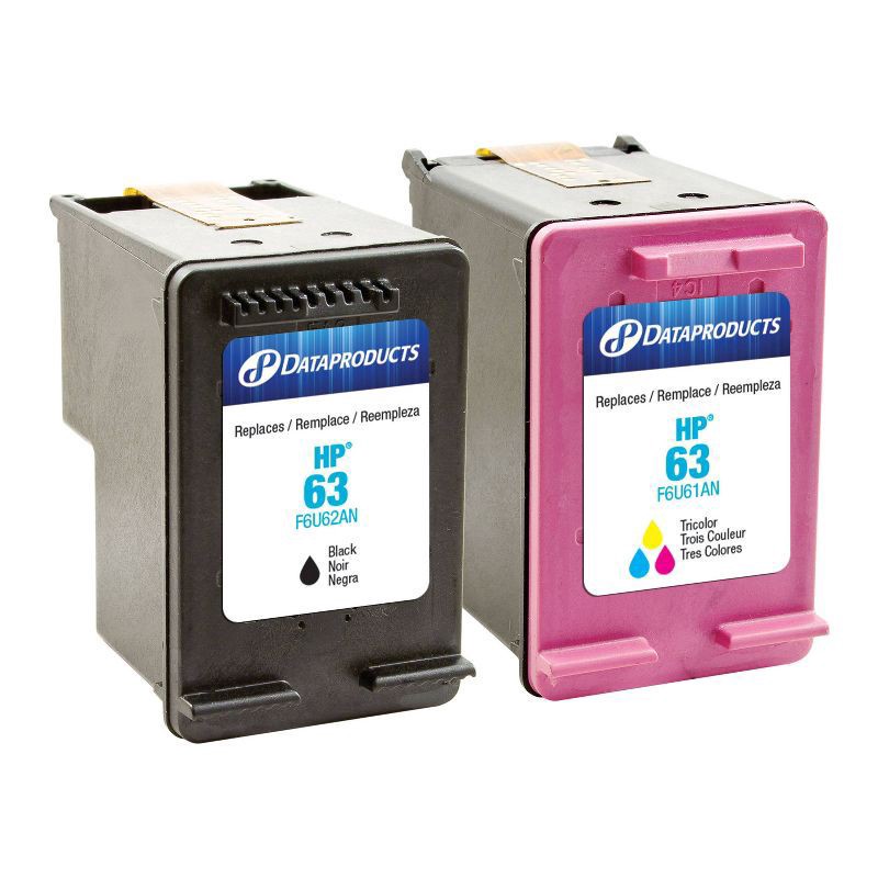 slide 2 of 3, Dataproducts Remanufactured Black/Tri-Color 2-Pack Standard Ink Cartridges - Compatible with HP 63 Ink Series (L0R46AN) - Dataproducts, 2 ct