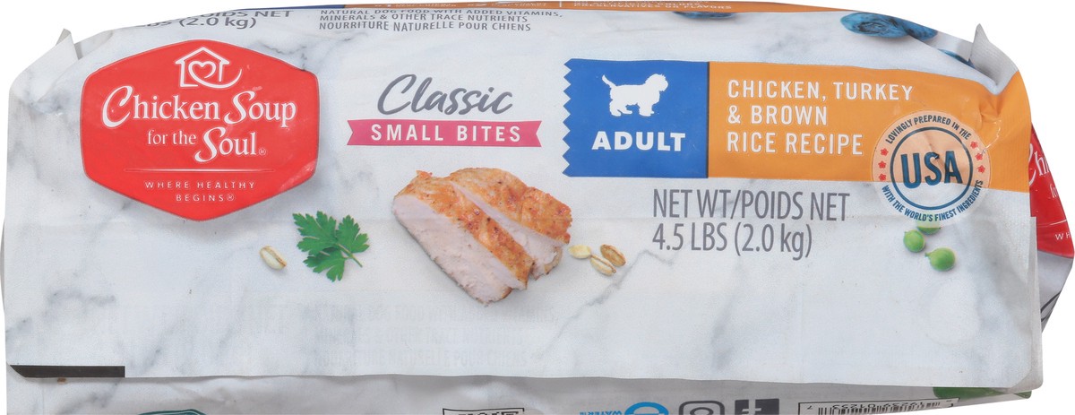 slide 4 of 10, Chicken Soup For The Soul Classic Small Bites Adult Chicken, Turkey & Brown Rice Recipe Dog Food 4.5 lb, 4.5 lb