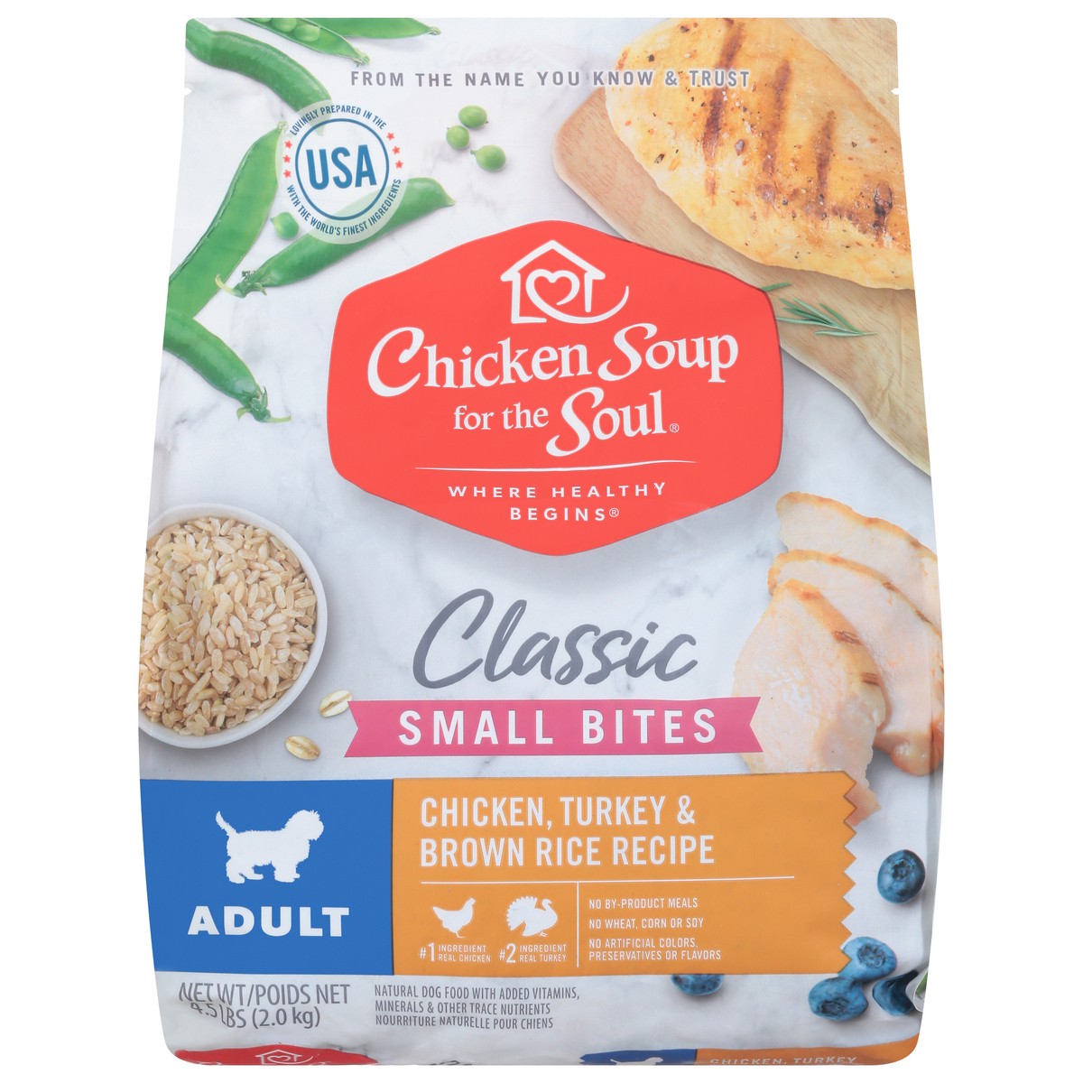slide 8 of 10, Chicken Soup For The Soul Classic Small Bites Adult Chicken, Turkey & Brown Rice Recipe Dog Food 4.5 lb, 4.5 lb