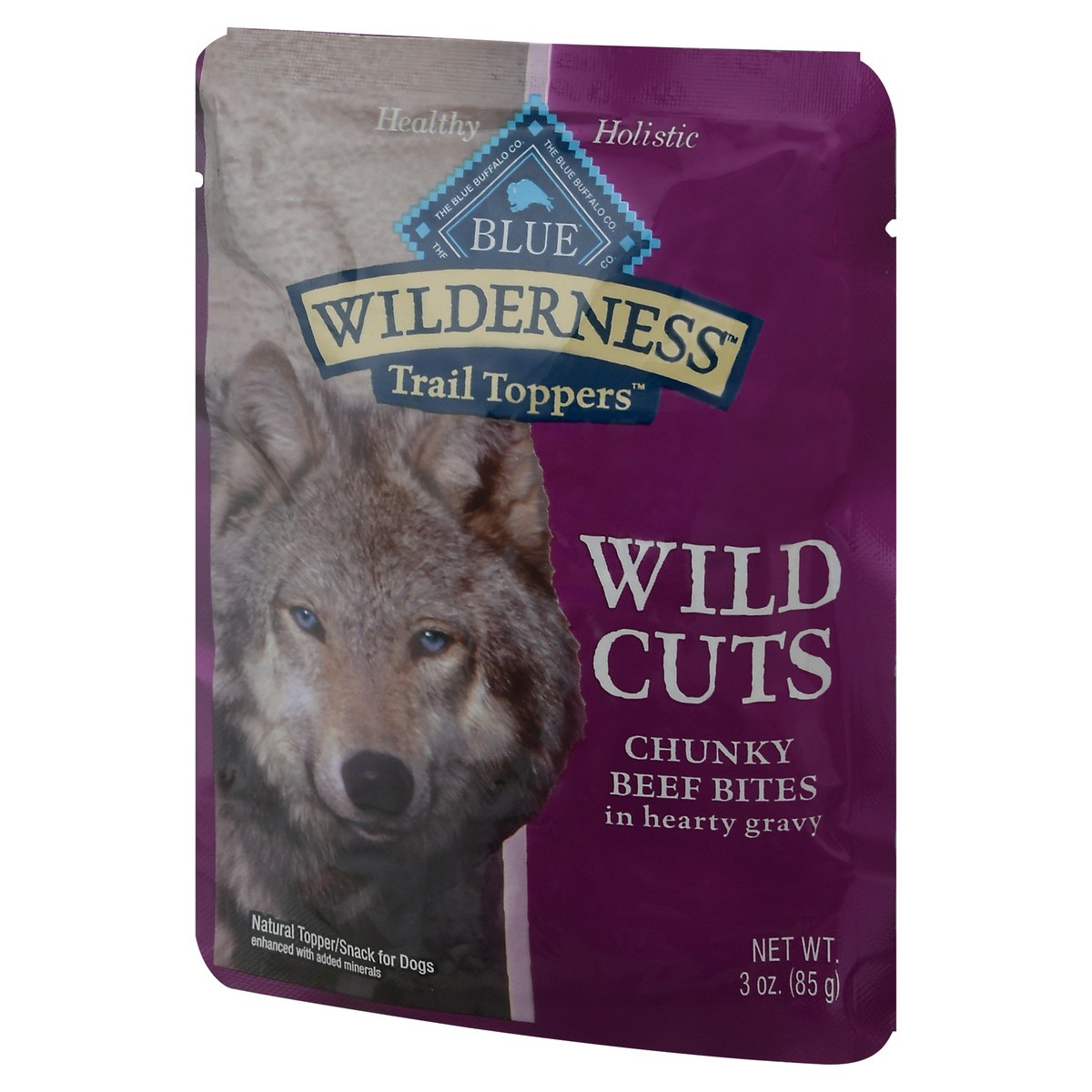 slide 6 of 9, Blue Buffalo Blue Wilderness Trail Toppers Wild Cuts Chunky Beef Bites in Hearty Gravy Snacks for Dogs 3 oz, 3 oz