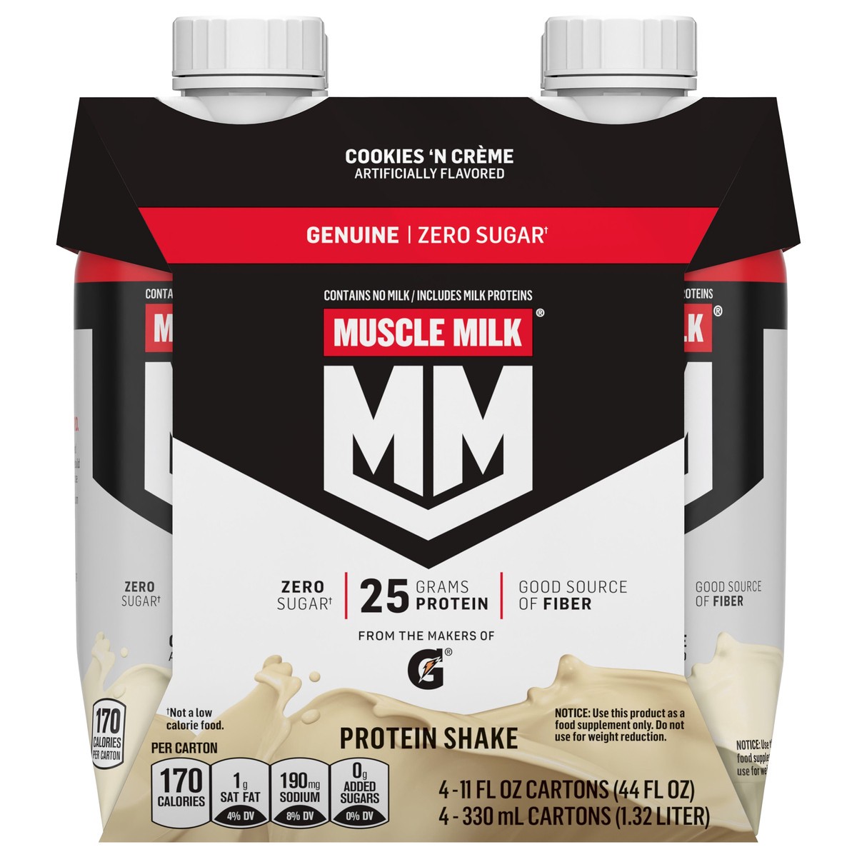 slide 1 of 3, MUSCLE MILK Protein Shake, 11 fl oz