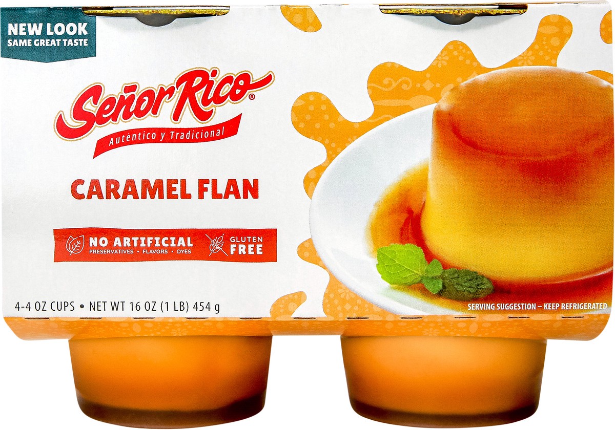 slide 2 of 9, Senor Rico Caramel Flan 4pk, 4 ct