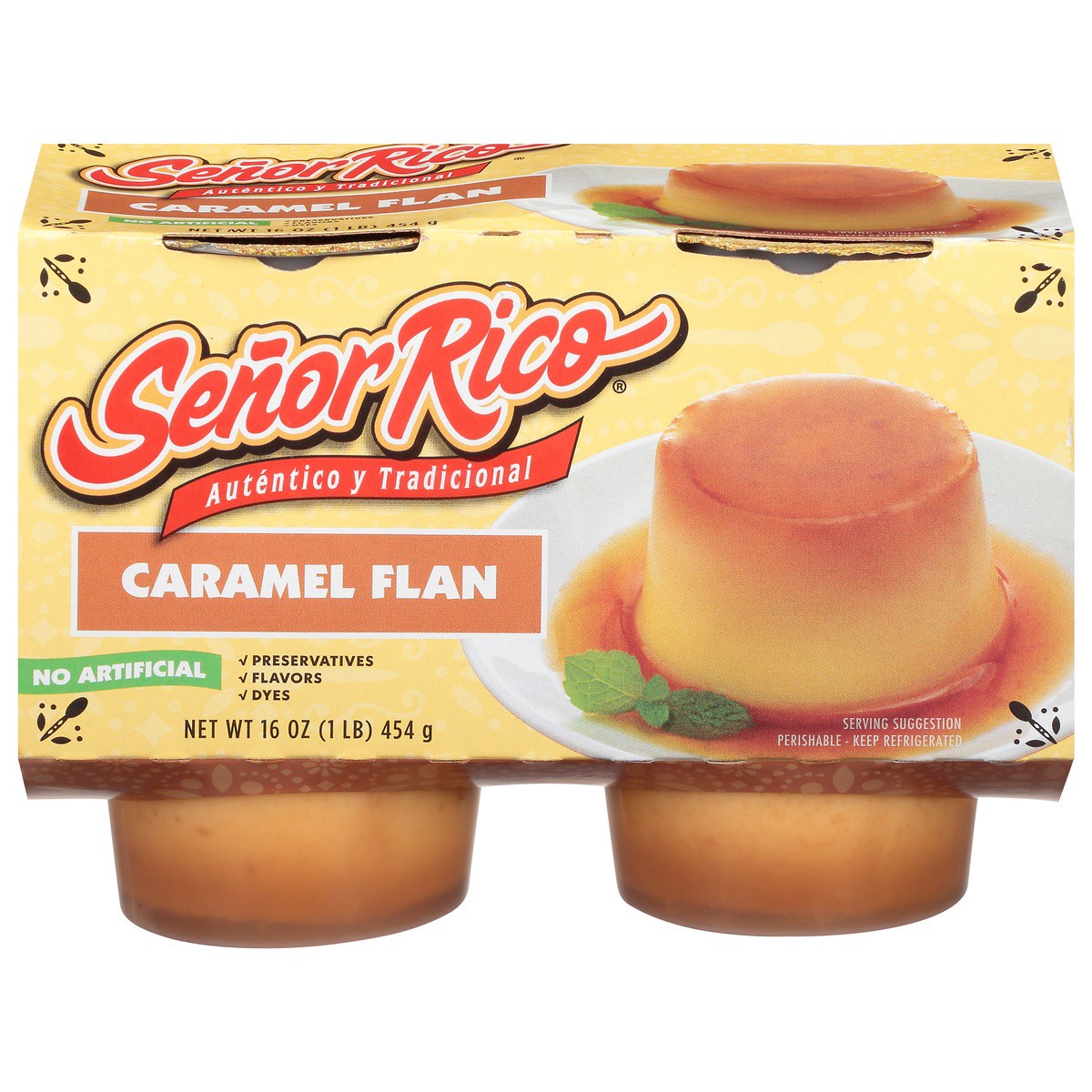 slide 1 of 9, Senor Rico Caramel Flan 4pk, 4 ct