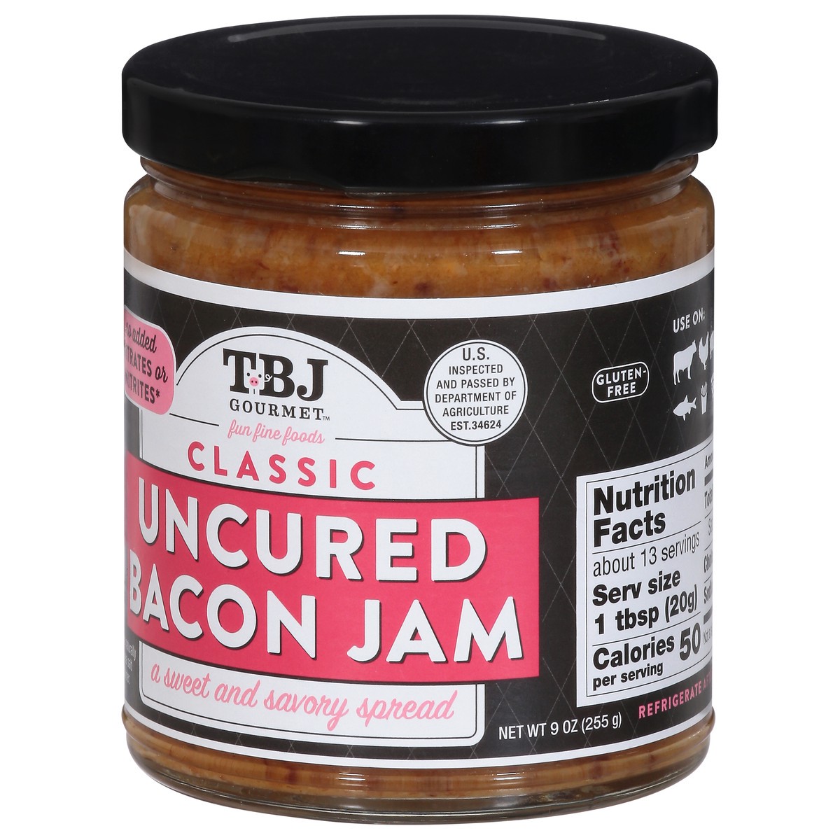 slide 3 of 9, TBJ Gourmet Uncured Classic Bacon Jam 9 oz, 8.5 oz