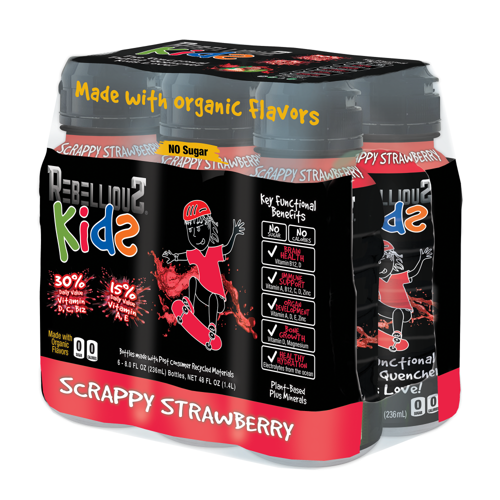 slide 2 of 4, Rebellious Kids Scrappy Strawberry, 6 ct; 8 fl oz