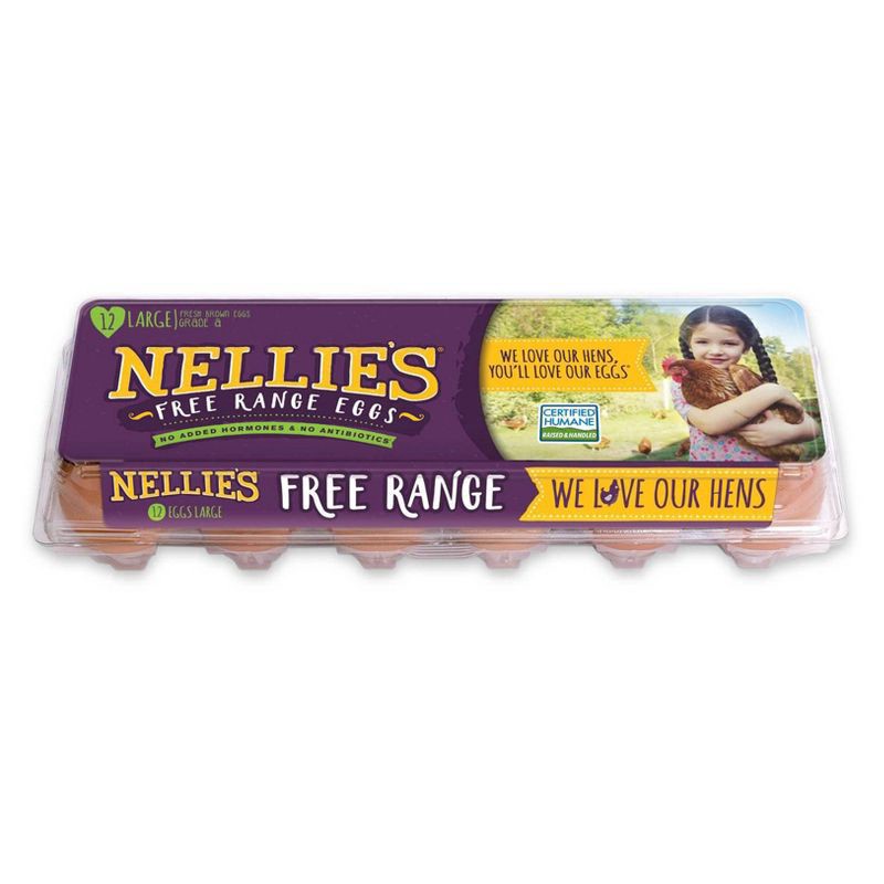 slide 1 of 3, Nellie's Free-Range Grade A Large Brown Eggs - 12ct, 