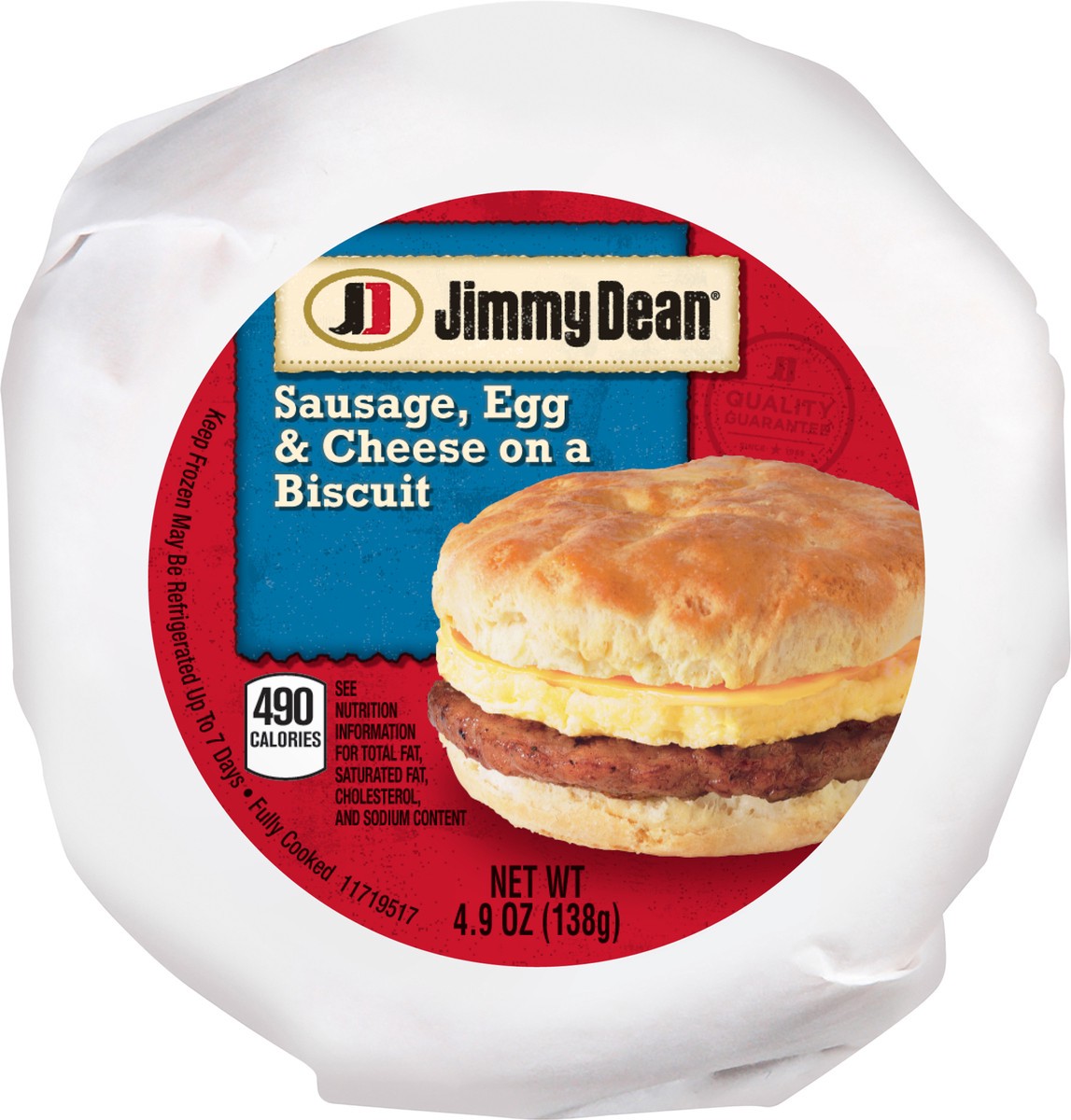 slide 3 of 3, Jimmy Dean Sausage, Egg & Cheese On a Biscuit, 138.91 g