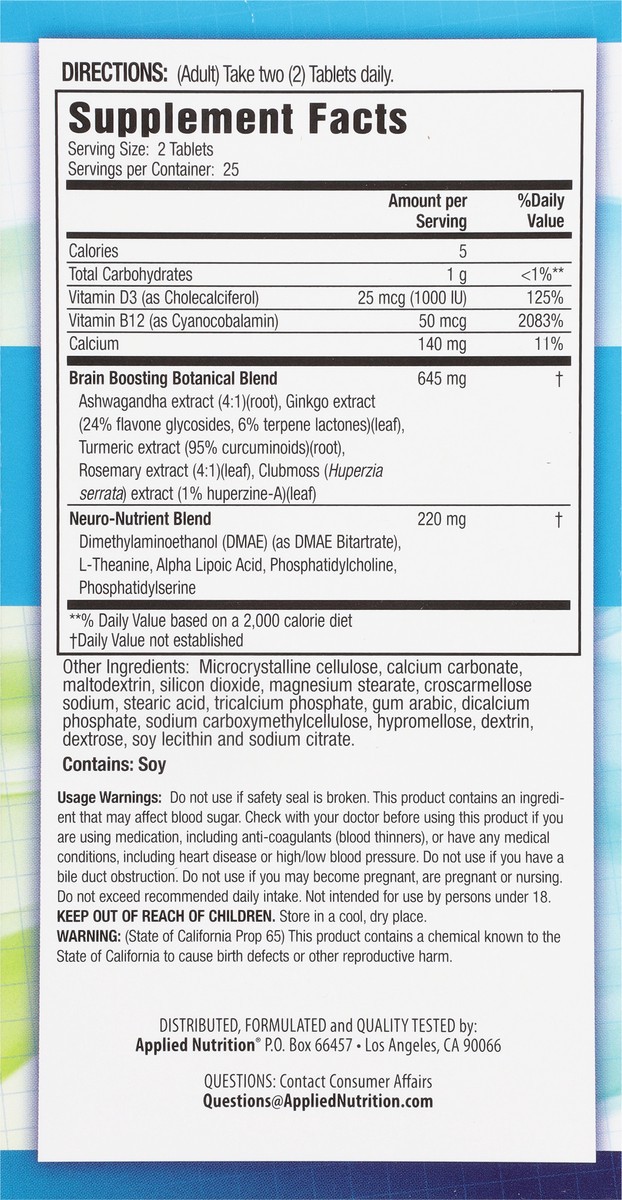 slide 8 of 10, Applied Nutrition Healthy Brain All Day Focus, 50 ct