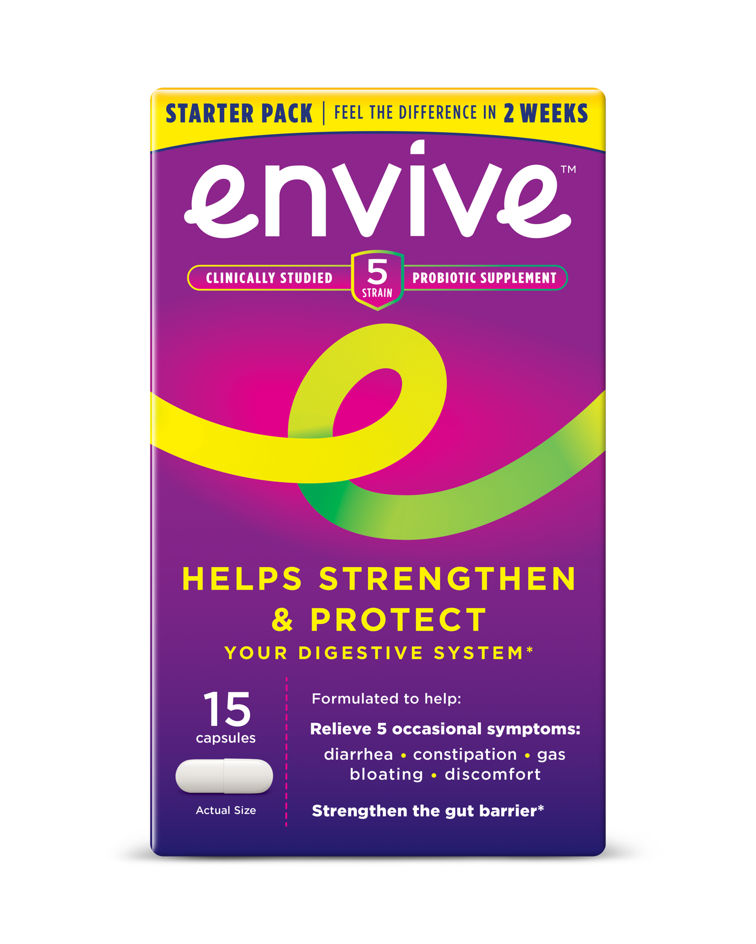 slide 1 of 9, ENVIVE Daily Probiotic Supplement for Men and Women, Helps Strengthen and Protect the Digestive System*, 15 Capsules, 15 ct