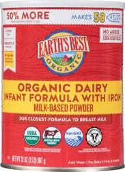 Earth's Best Organic Dairy Infant Formula with Iron Milk-Based Powder 32 oz