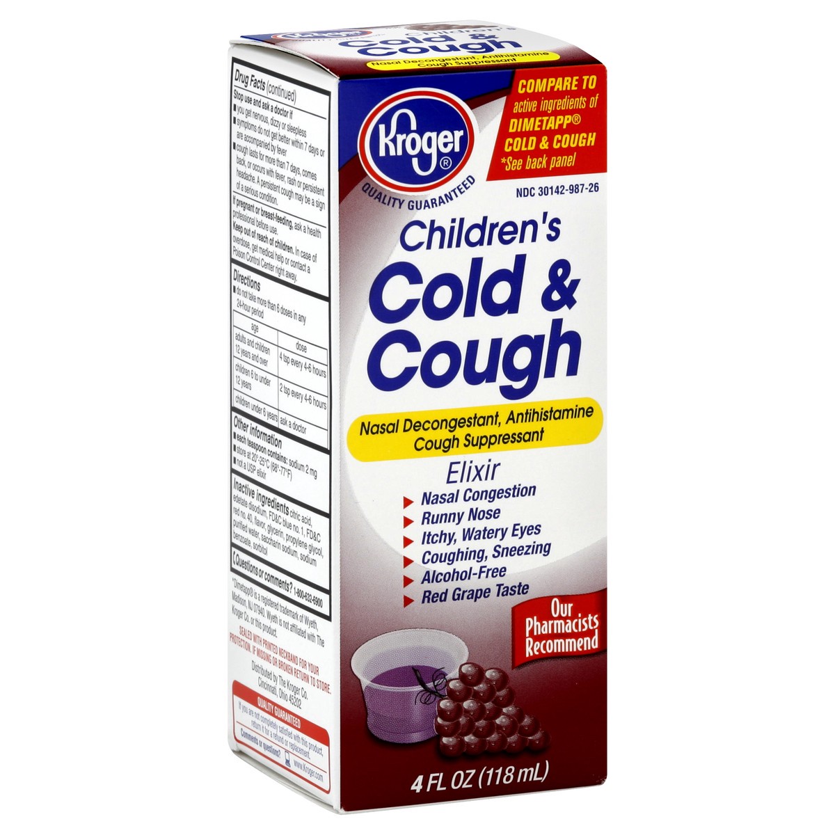 slide 2 of 7, Kroger Children's Cold & Cough Grape Elixir, 4 oz