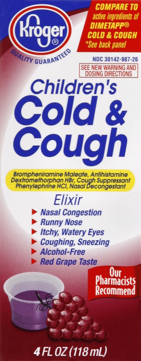 slide 1 of 7, Kroger Children's Cold & Cough Grape Elixir, 4 oz