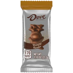DOVE Milk Chocolate Peanut Butter Reindeer Christmas Candy Bar, 1.1 Oz Pack