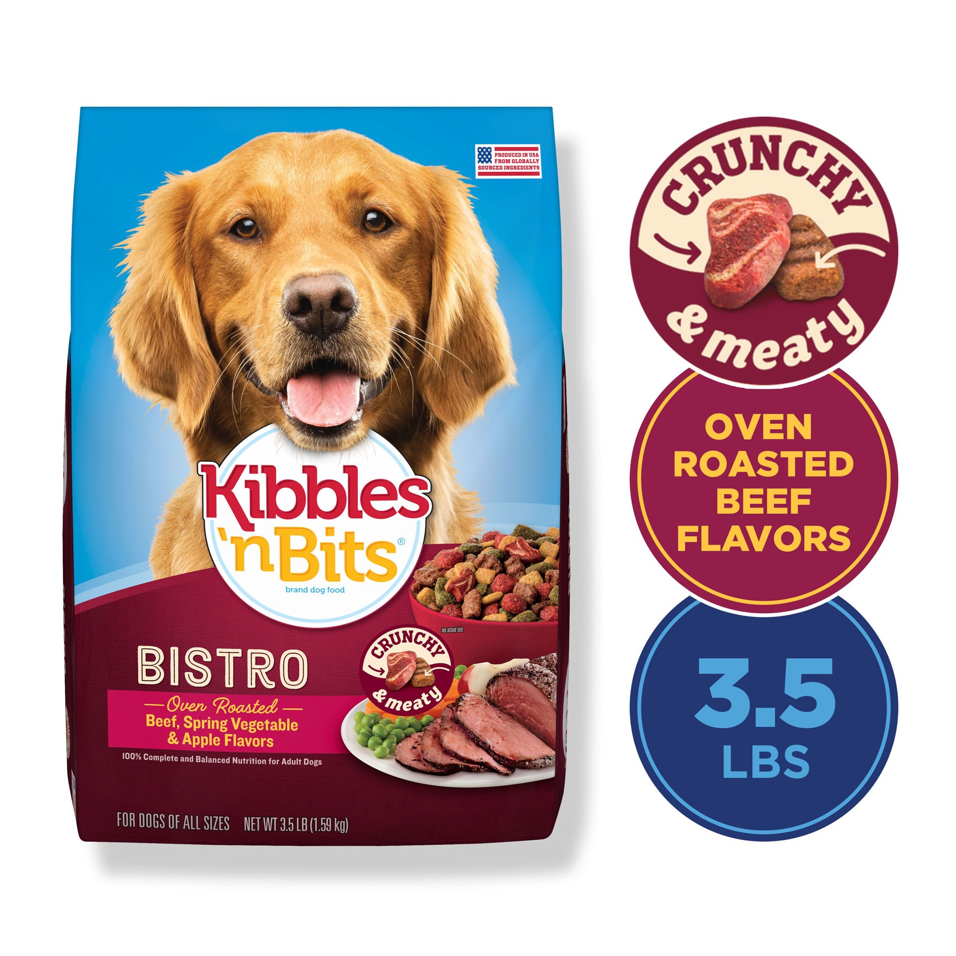 slide 6 of 7, Kibbles 'n Bits Kibbles & Bits Beef Flavor Bistro Meals Dog Food, 3.5 lb