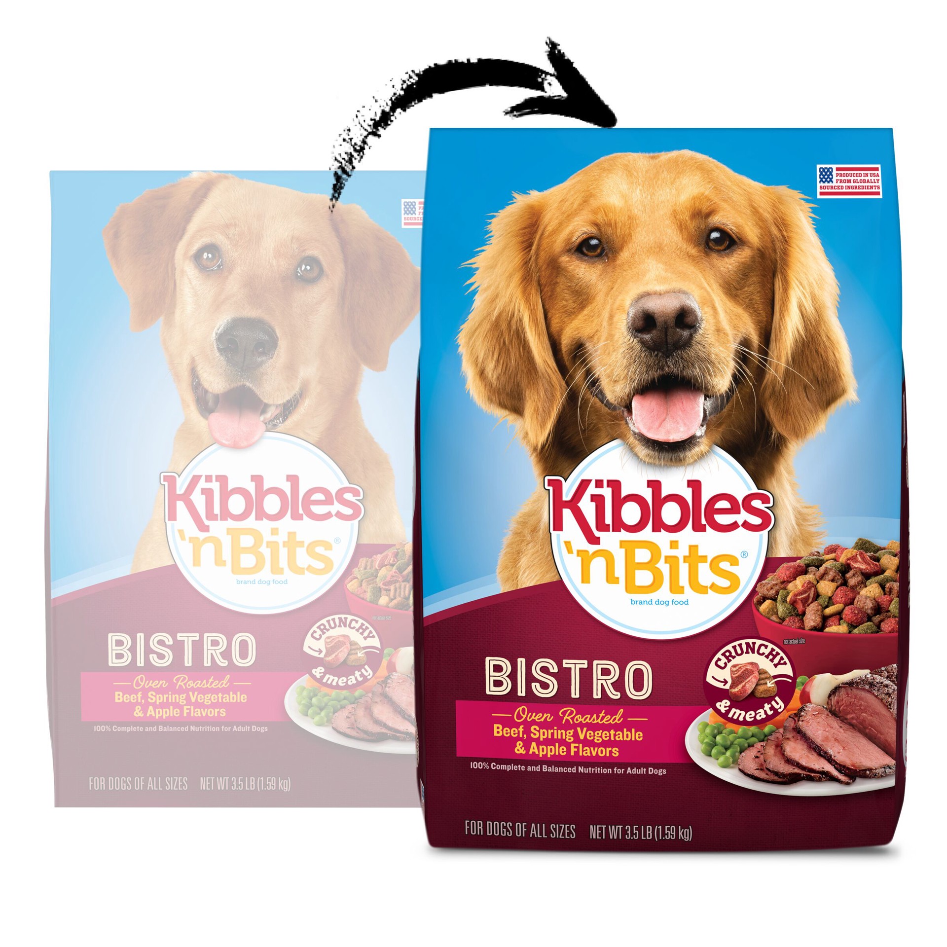 slide 7 of 7, Kibbles 'n Bits Kibbles & Bits Beef Flavor Bistro Meals Dog Food, 3.5 lb