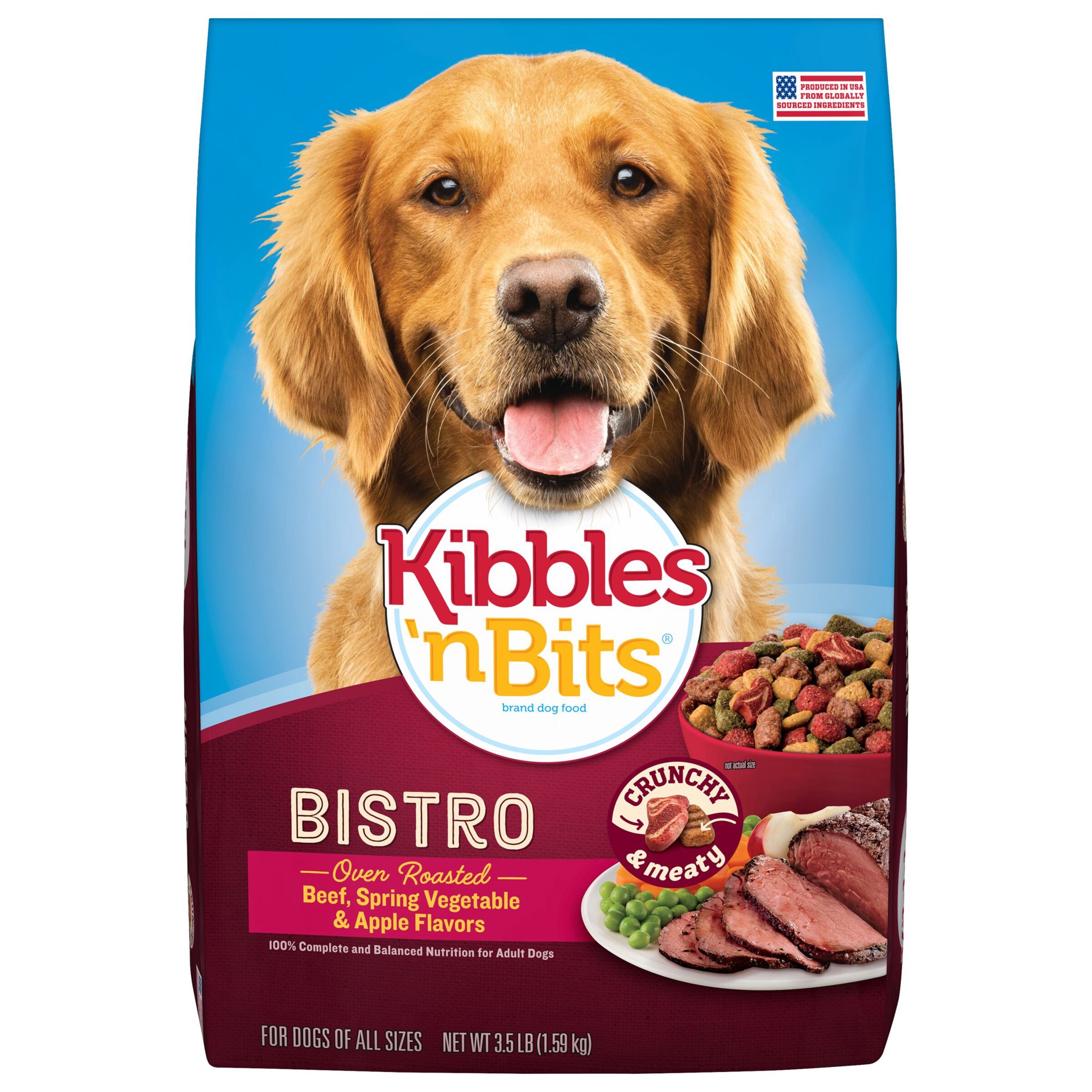 slide 1 of 7, Kibbles 'n Bits Kibbles & Bits Beef Flavor Bistro Meals Dog Food, 3.5 lb