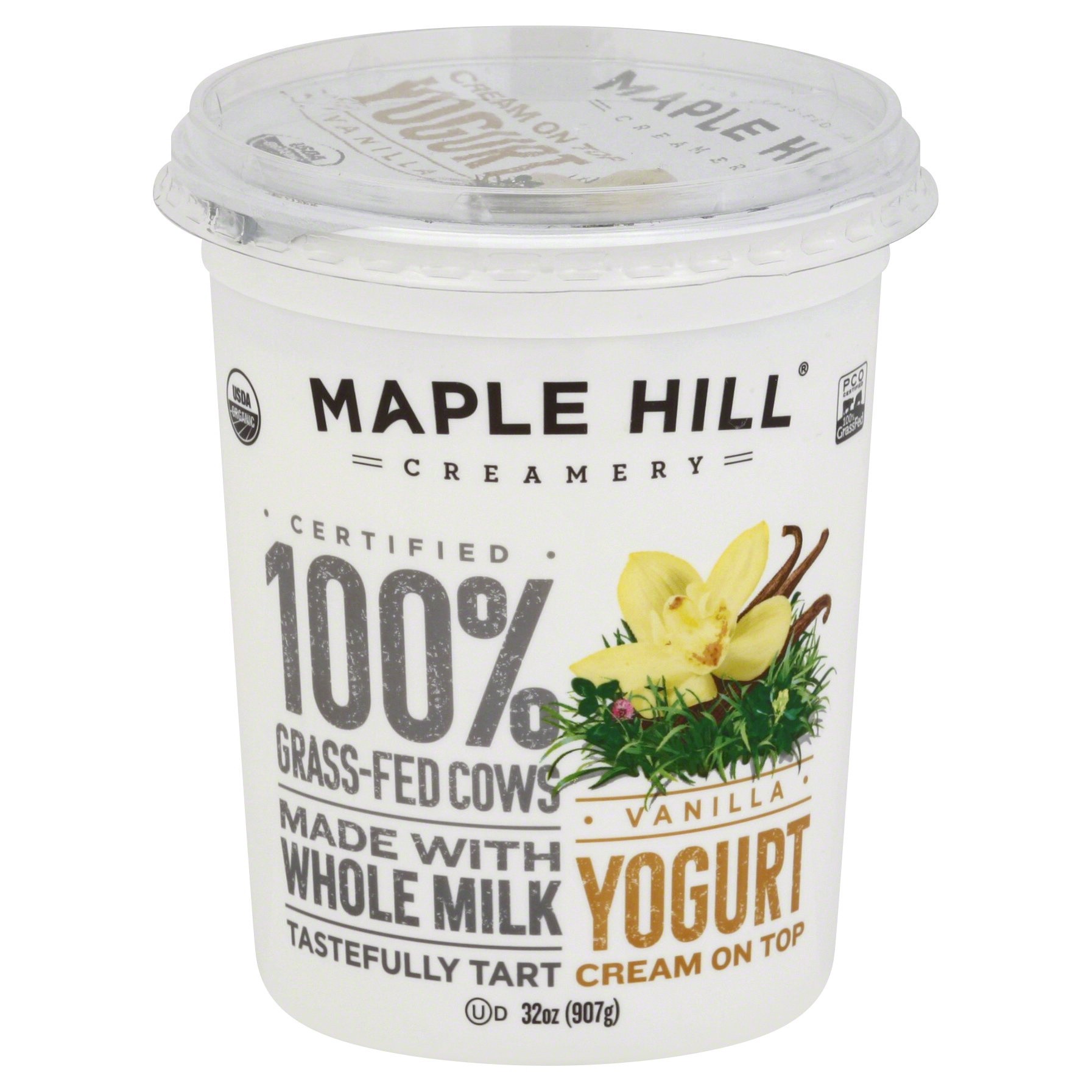 slide 1 of 10, Maple Hill Organic Whole Milk Organic Cream on Top Pure Vanilla Yogurt 32 oz, 32 oz