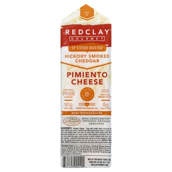 slide 1 of 1, Redclay Gourmet Hickory Smoked Cheddar Pimiento Cheese Snack, 1 oz