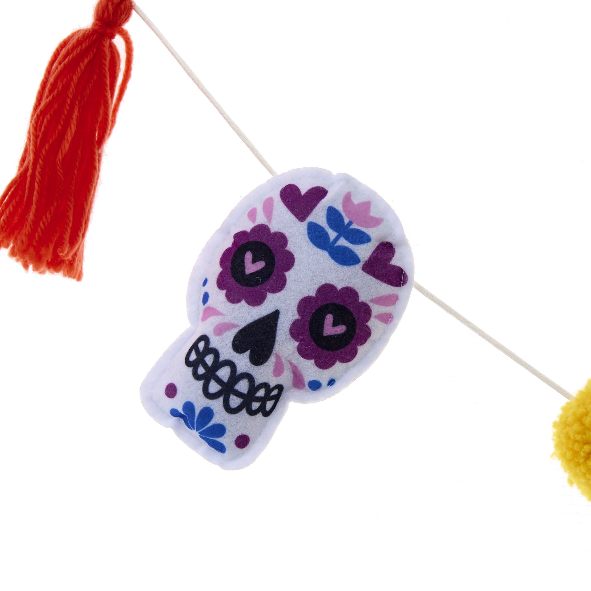 slide 2 of 2, 6ft. Sugar Skull, Pom Pom & Tassel Garland By Ashland, 6 ft