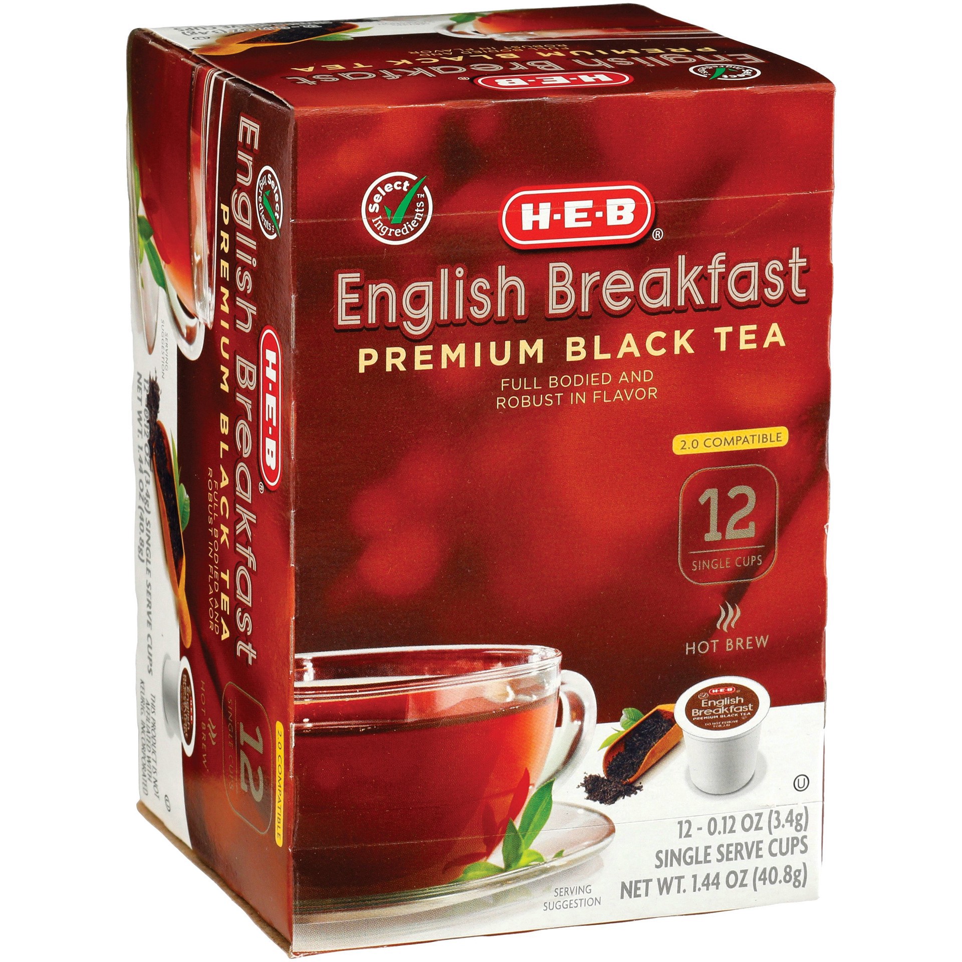 slide 1 of 1, H-E-B English Breakfast Premium Black Tea Single Cup - 12 ct, 12 ct