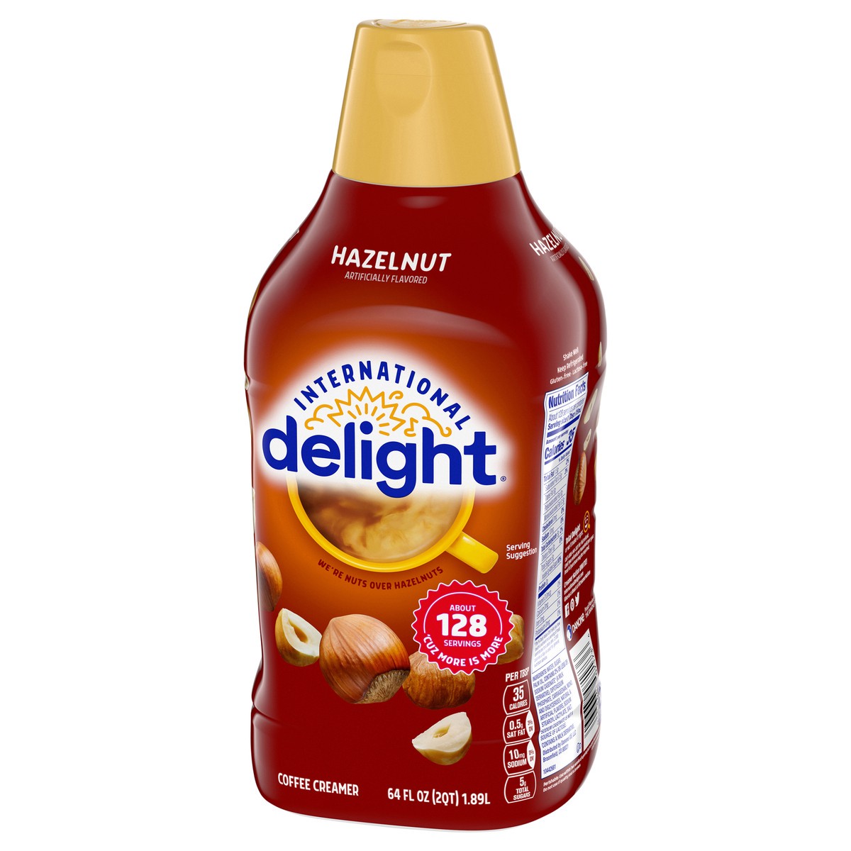 slide 5 of 12, International Delight Coffee Creamer, Hazelnut, Refrigerated Flavored Creamer, 64 FL OZ Bottle, 64 fl oz