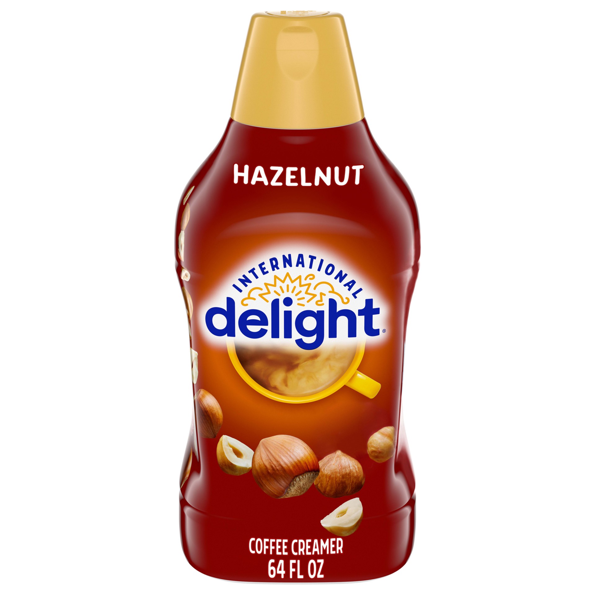 slide 1 of 12, International Delight Coffee Creamer, Hazelnut, Refrigerated Flavored Creamer, 64 FL OZ Bottle, 64 fl oz