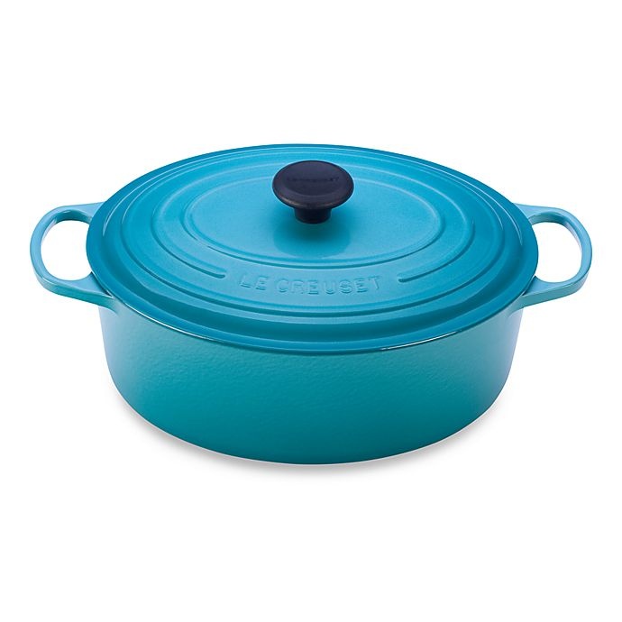 slide 1 of 1, Le Creuset Signature Oval Dutch Oven - Caribbean, 6.75 qt